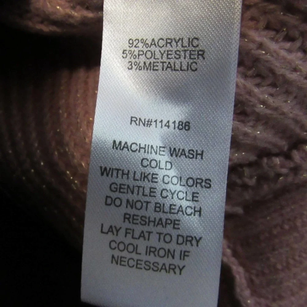 89th + Madison 3/4 Sleeve Button Detail Metallic Sweater Small Rose - Picture 4 of 8